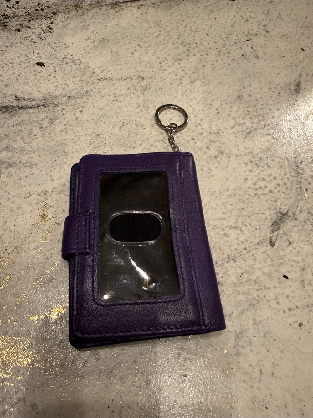 Fossil Purple Leather Card Wallet with Keychain - Picture 2 of 6
